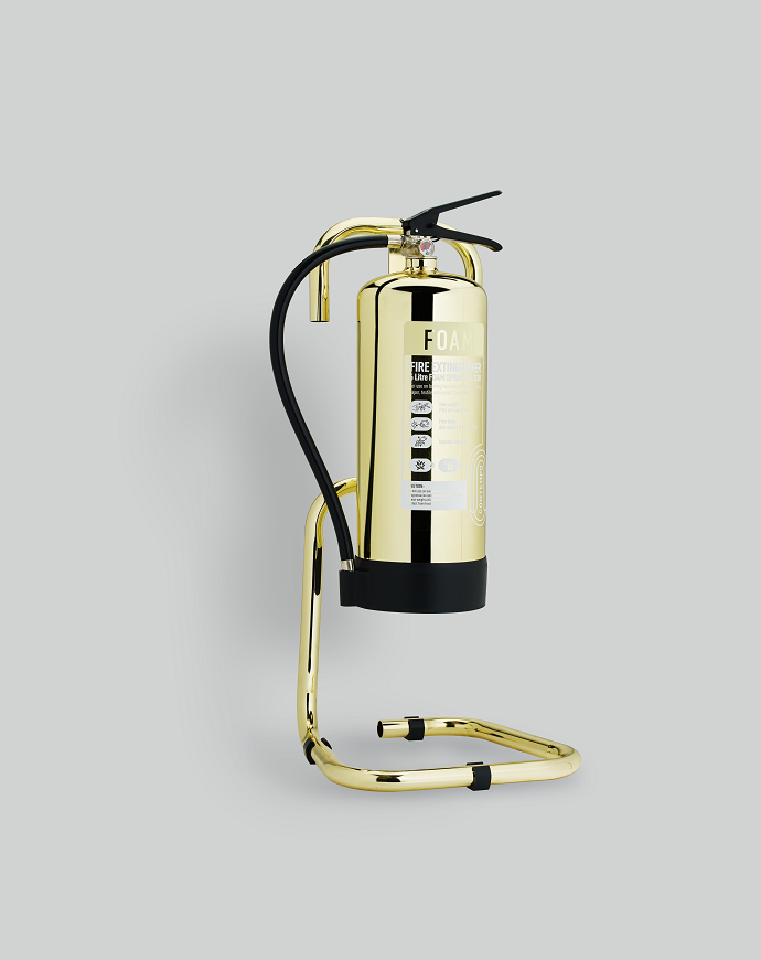 Gold Single Tubular Fire Extinguisher Stand