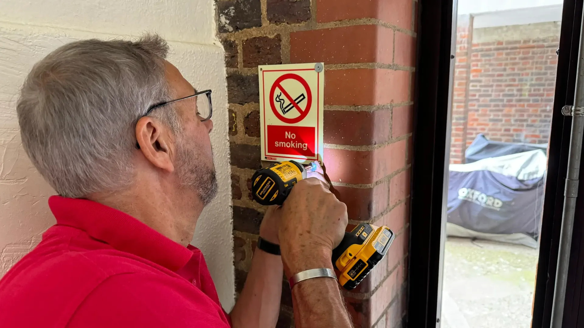 No Smoking signage installed as part of a building refurbishment