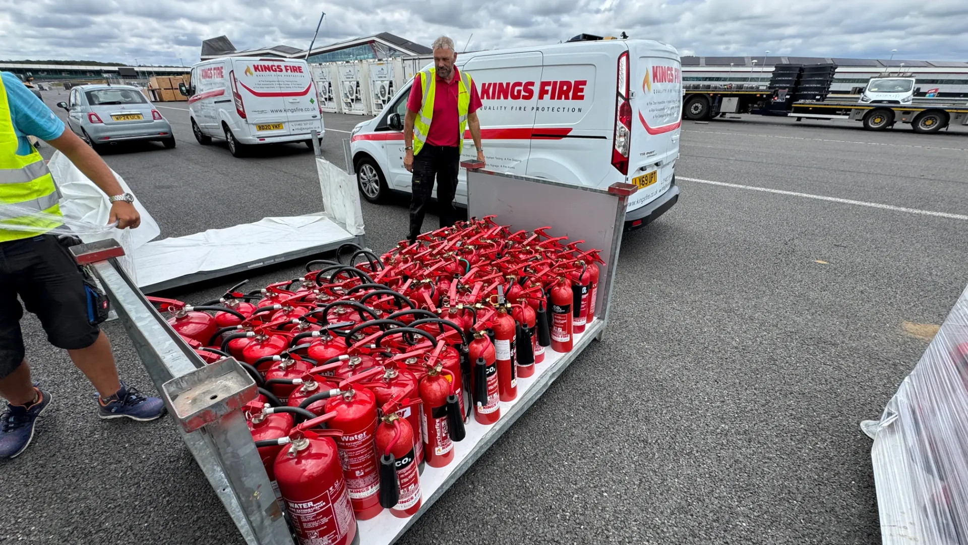 Some of our 200 Fire Extinguishers on hire for F1 2025 at Silverstone, Buckinghamshire