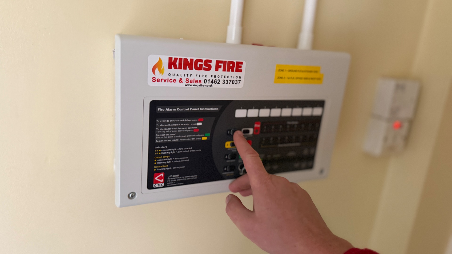 Routine alarm testing at commercial premises by Kings Fire