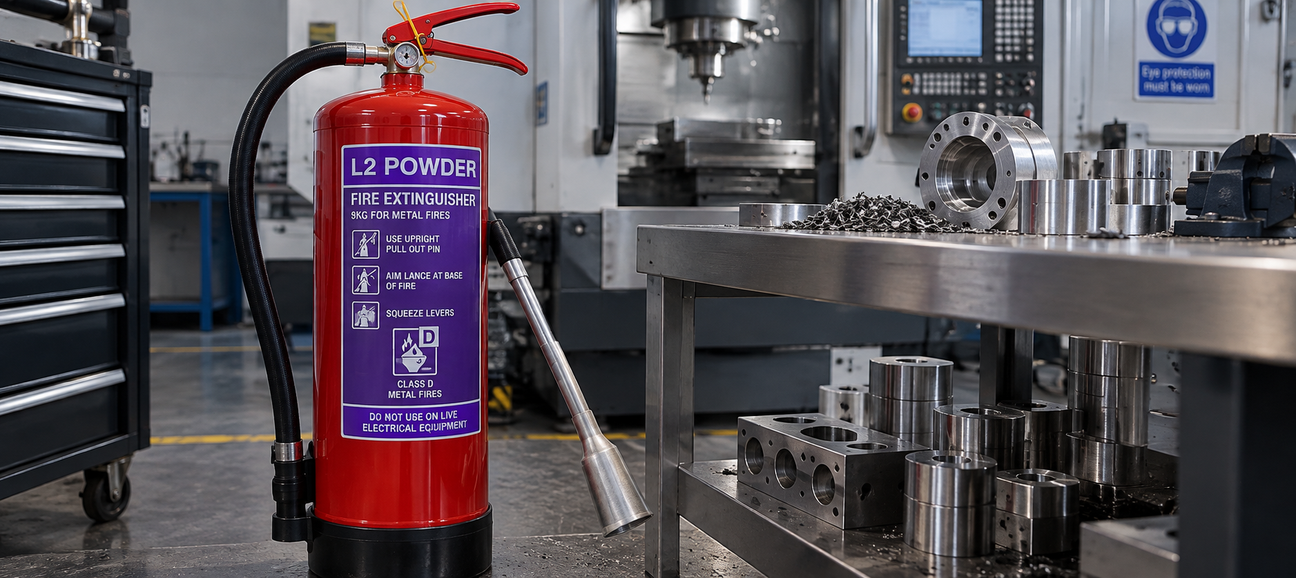 L2 dry powder fire extinguisher for flammable metal fires